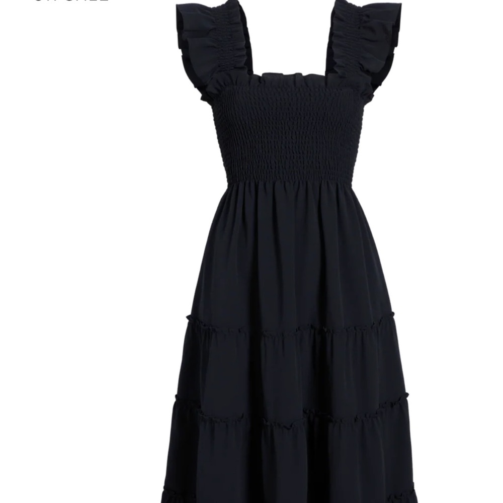 Hill House Home Ellie Black Ruffled Midi Dress